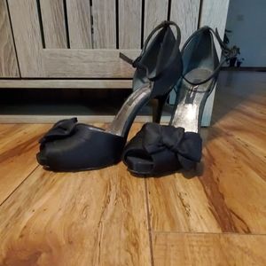 Black satin dressy shoes